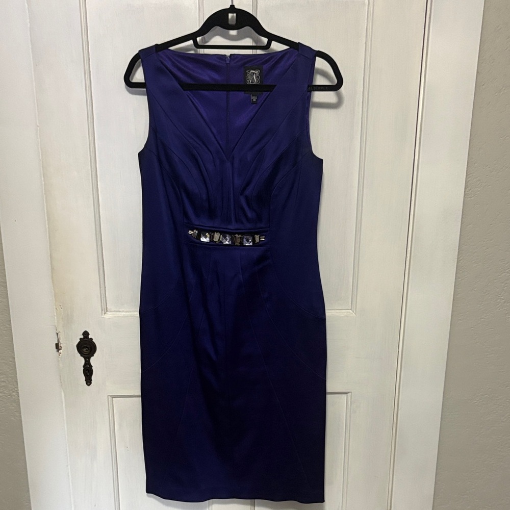 Jax Royal Blue Midi Dress with Jewel Detail